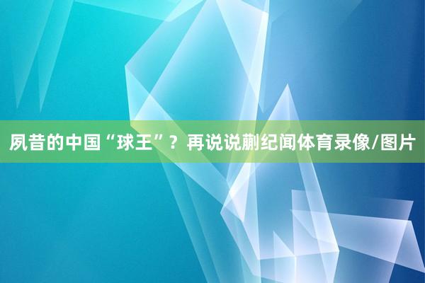 夙昔的中国“球王”？再说说蒯纪闻体育录像/图片