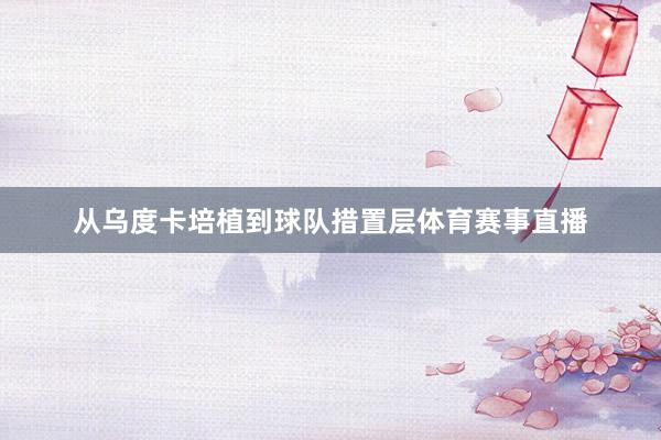 从乌度卡培植到球队措置层体育赛事直播