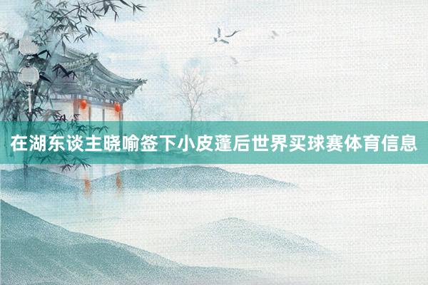 在湖东谈主晓喻签下小皮蓬后世界买球赛体育信息