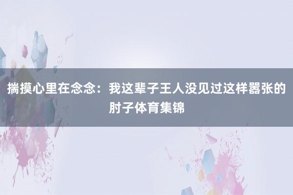 揣摸心里在念念：我这辈子王人没见过这样嚣张的肘子体育集锦