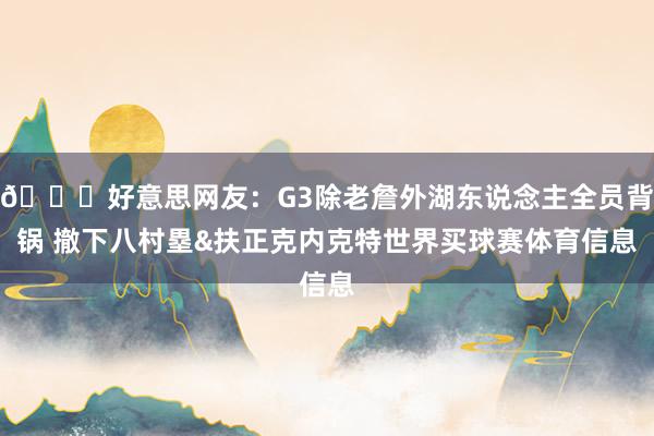 🙄好意思网友：G3除老詹外湖东说念主全员背锅 撤下八村塁&扶正克内克特世界买球赛体育信息