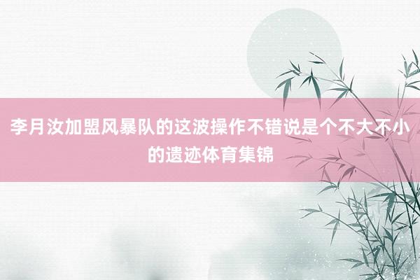 李月汝加盟风暴队的这波操作不错说是个不大不小的遗迹体育集锦