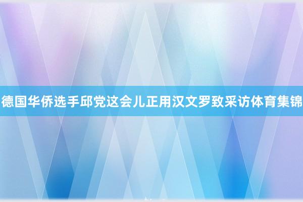德国华侨选手邱党这会儿正用汉文罗致采访体育集锦