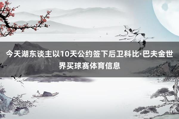 今天湖东谈主以10天公约签下后卫科比·巴夫金世界买球赛体育信息