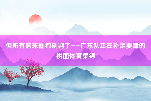 但所有篮球圈都剖判了——广东队正在补足要津的拼图体育集锦