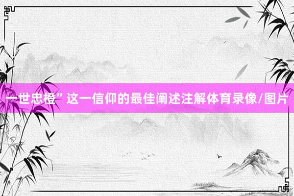一世忠橙”这一信仰的最佳阐述注解体育录像/图片