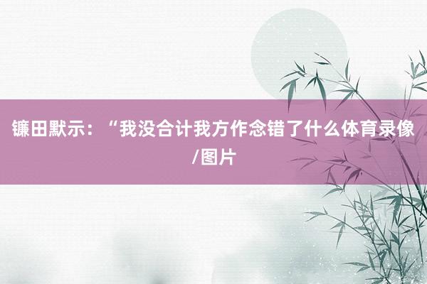 镰田默示：“我没合计我方作念错了什么体育录像/图片