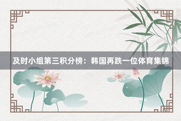 及时小组第三积分榜：韩国再跌一位体育集锦